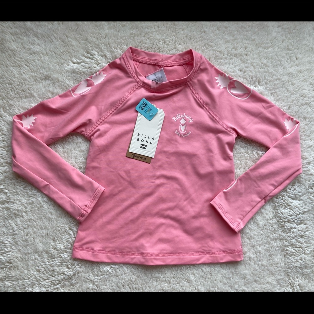 Billabong Girls Pink Rashguard Sz 3/4